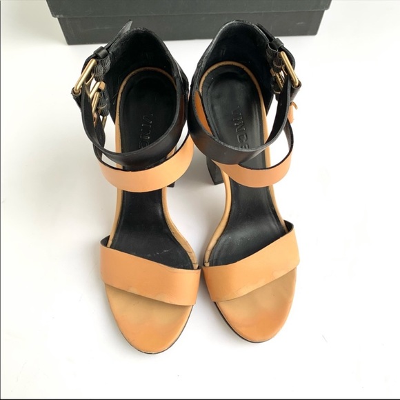 Vince Colorblock Double Ankle Strap Sandals Heels 37 - Picture 4 of 11